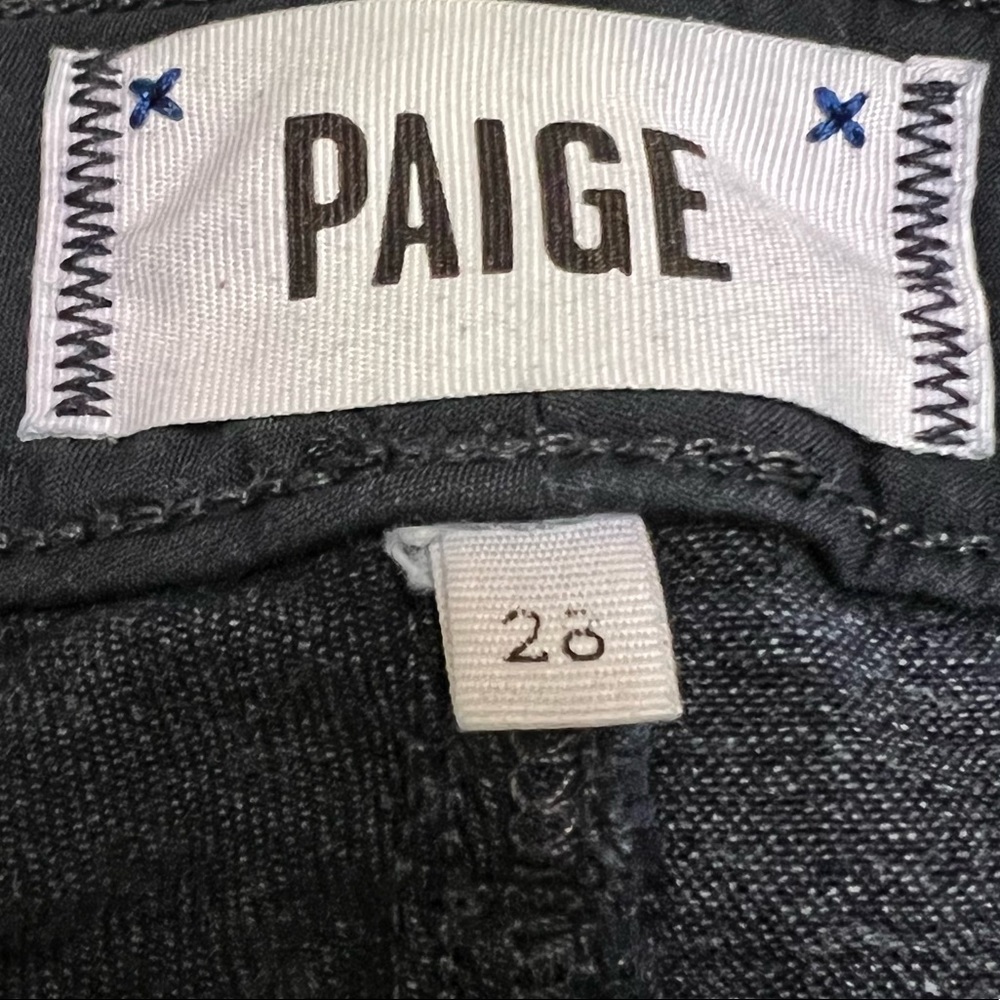 ❌SOLD❌ Paige Edgemont Exposed Double Zipper Jeans, Dark Blue Denim sz 28 Peyton - Picture 4 of 17